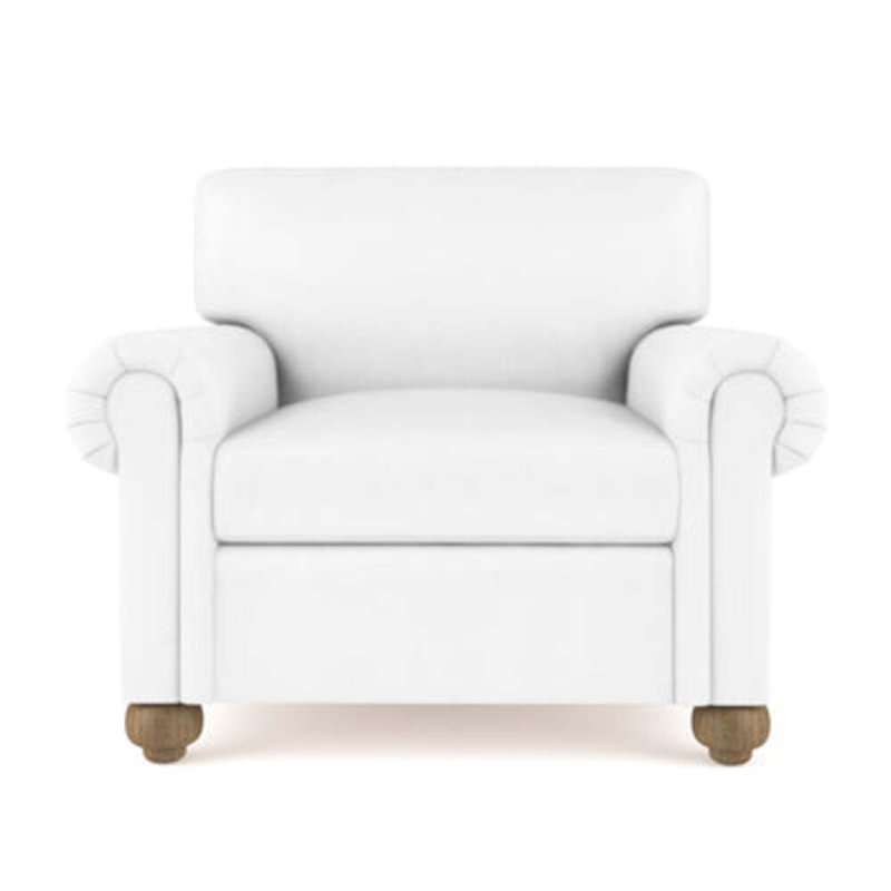 Leroy Leather Armchair, 36" H x 41" W x 49" D, Weathered, Box Weave Linen Chocolate