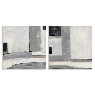 «Industrial Abstract Gray Geometric» par Sally Swatland, ensemble de 2 peintures