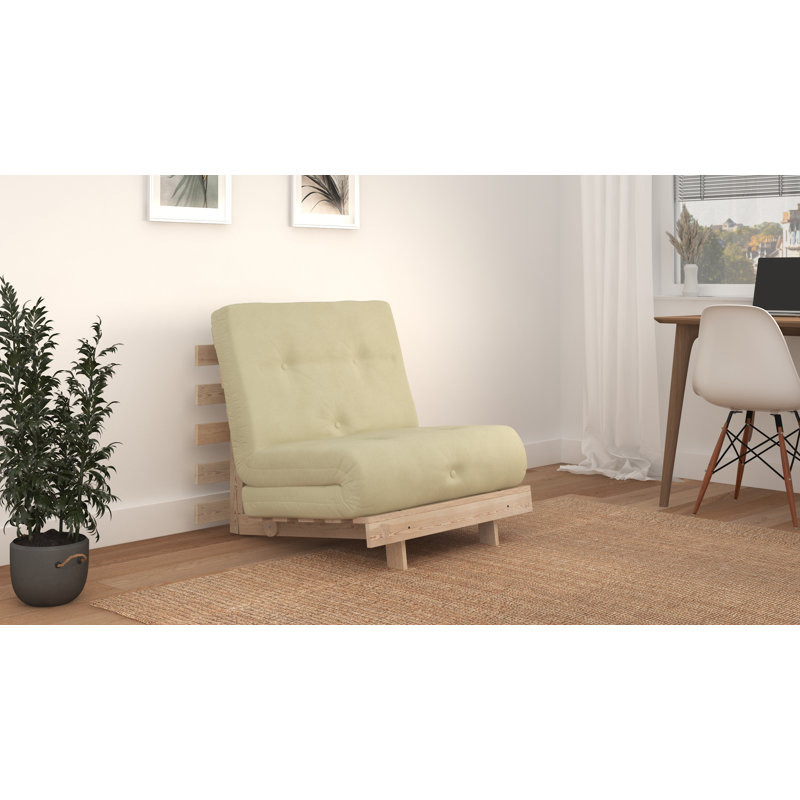 Chenango 75cm Upholstered Futon Chair, Cream