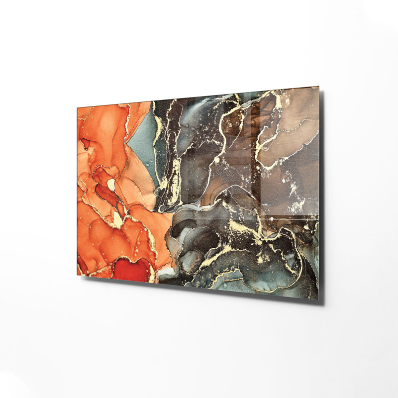 Peinture élégante en verre trempé, 17,7 po x 25,6 po | 100% verre trempé, épaisseur: 0,16 pouce | Superbe art mural pour la décoration intérieure, parfait pour le salon, la chambre à coucher et les espaces de bureau, durable et facile à nettoyer