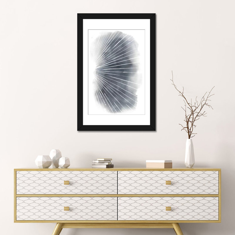 «Rays II», reproduction sur toile, H 24 po x l 16 po x P 1 po, Papier beaux-arts encadré noir, Blanc