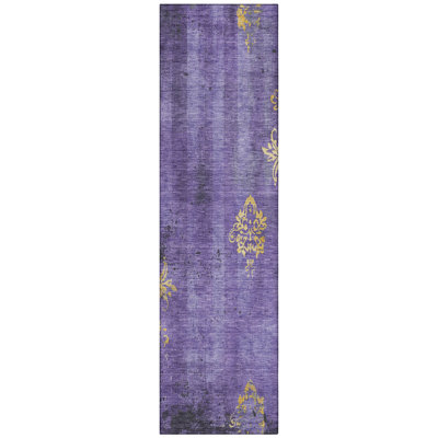Machine Washable Indoor/Outdoor Xhevrie Purple Rug