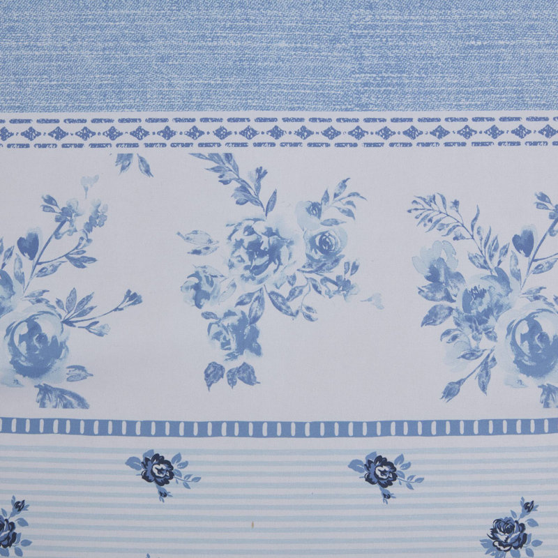 Christa Blue Floral Striped 3-Piece Full/Queen Duvet Cover Set, Full/Queen + 2 Standard Shams