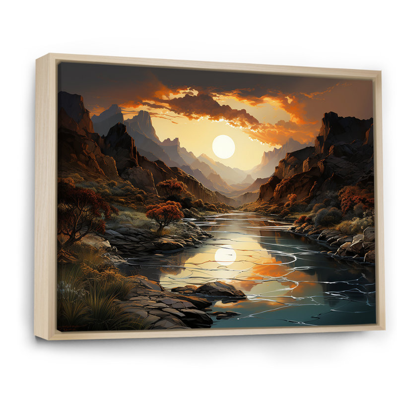 «Canyon Desert Sunrise Landscape I - Canyon», reproductions d'art mural, H 24 po x l 32 po x P 1 po, Cadre naturel flottant