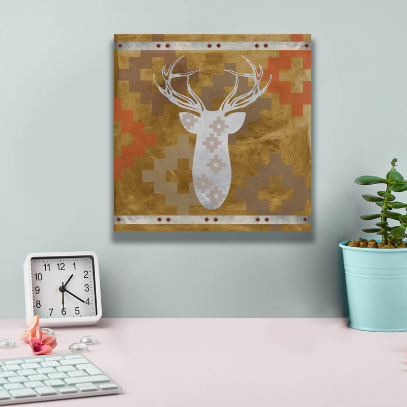 «Deer Rack 2» par Erin Clark, art mural sur toile, H 12 po x l 12 po x P 0,75 po
