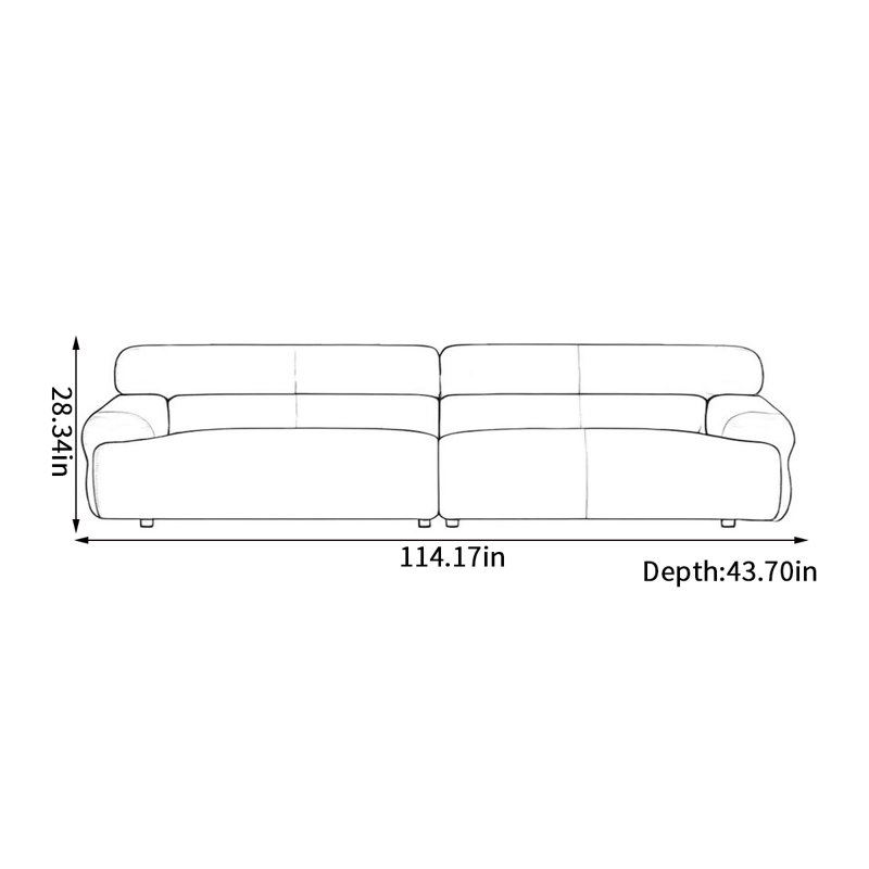 Canapé rétro en tissu simple, H 28,34 po x l 114,17 po x P 43,7 po, 4, Vert