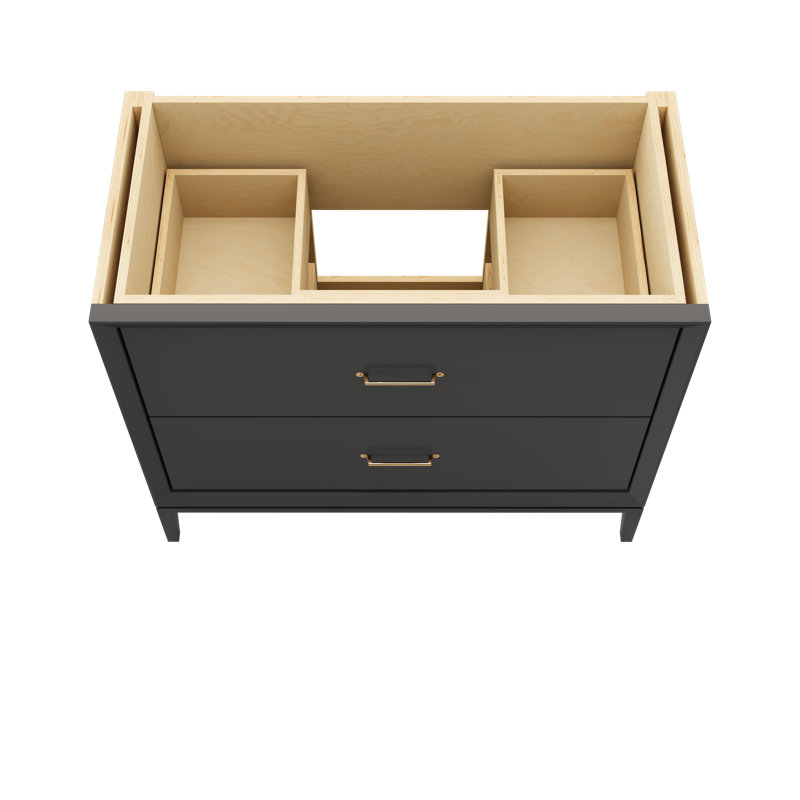Alexandra Two-Drawer Single Bath Vanity, Off Black, Satin Gold, 42"