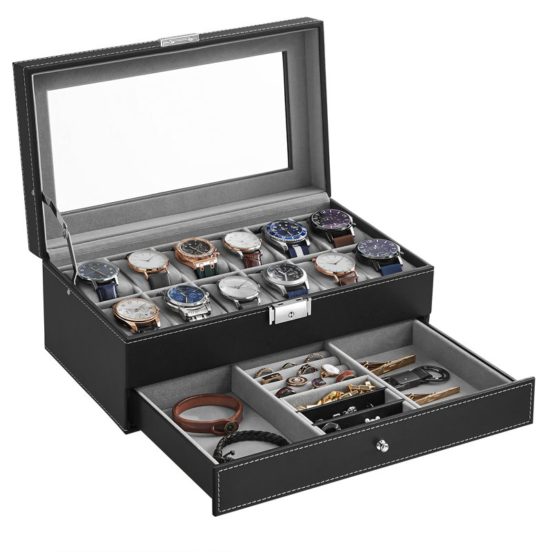 Sury Steel Watch Box +, Black/Grey