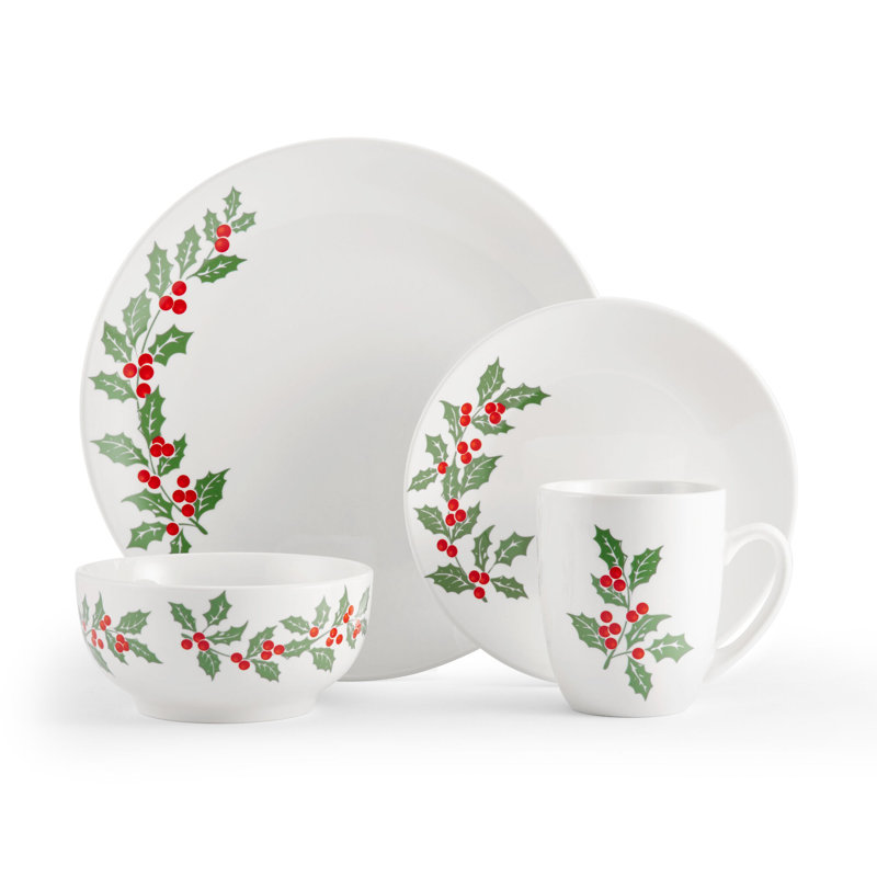 Studio Nova Holly Cheer 16 Piece Dinnerware Set, Service For 4