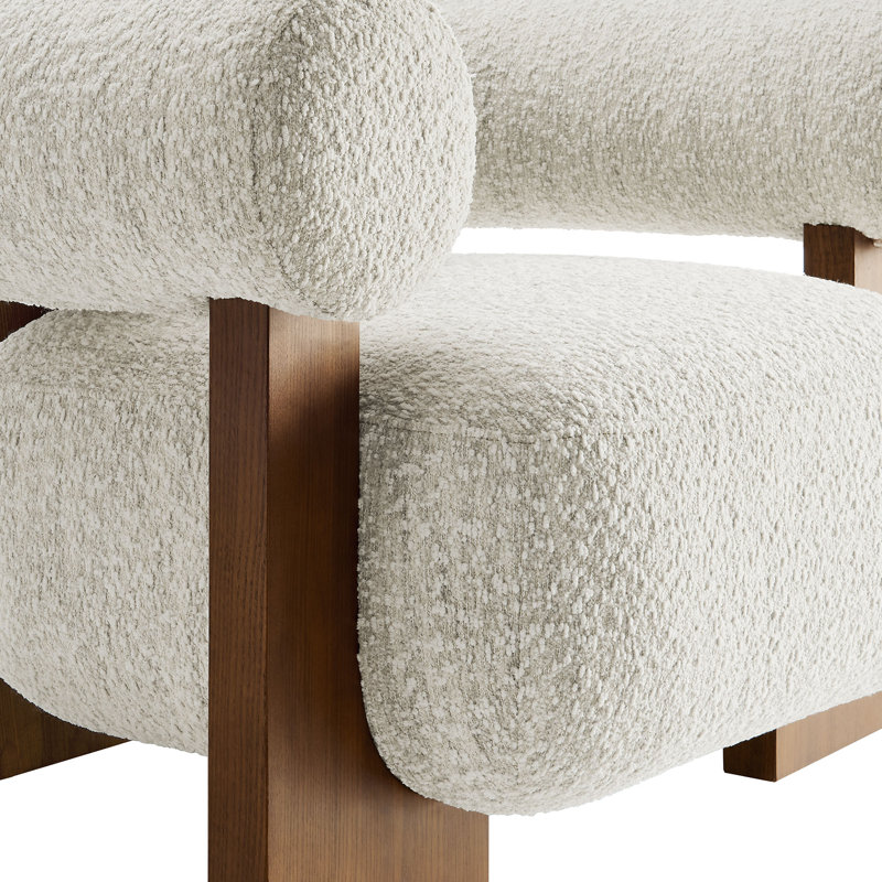 Jace Boucle Accent Chair In Pearl