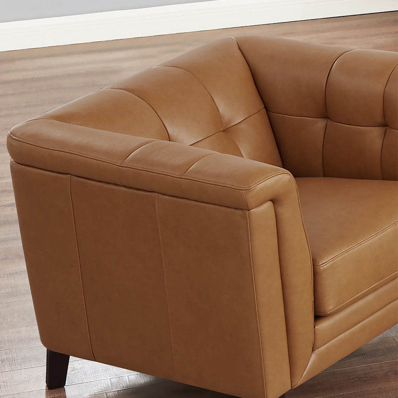 Fauteuil Colturo Fynche, Cuir véritable brun cognac
