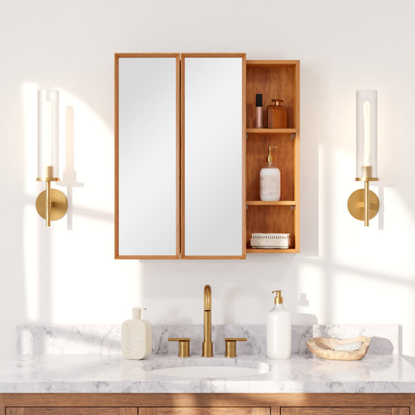 Winston Porter Ancelmo 25.3'' W 22.8'' H Surface Frameless Medicine Cabinet  with Mirror and 9 Fixed Shelves & Reviews