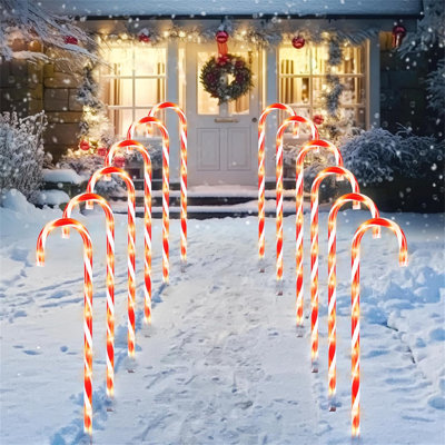 28 marqueurs de chemin de Noël 28 ", 12 pièces avec 120 lumières blanc chaud pour les décorations de Noël intérieures et extérieures