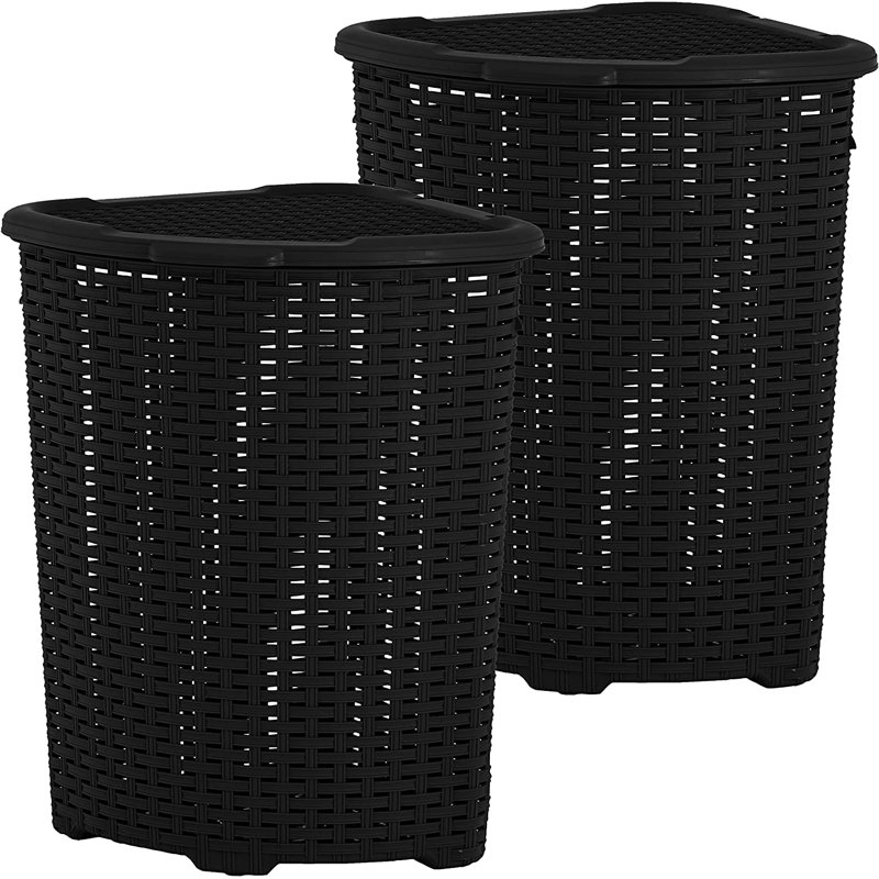 Panier à linge en osier, Noir, H 22 po x l 19 po x P 15 po