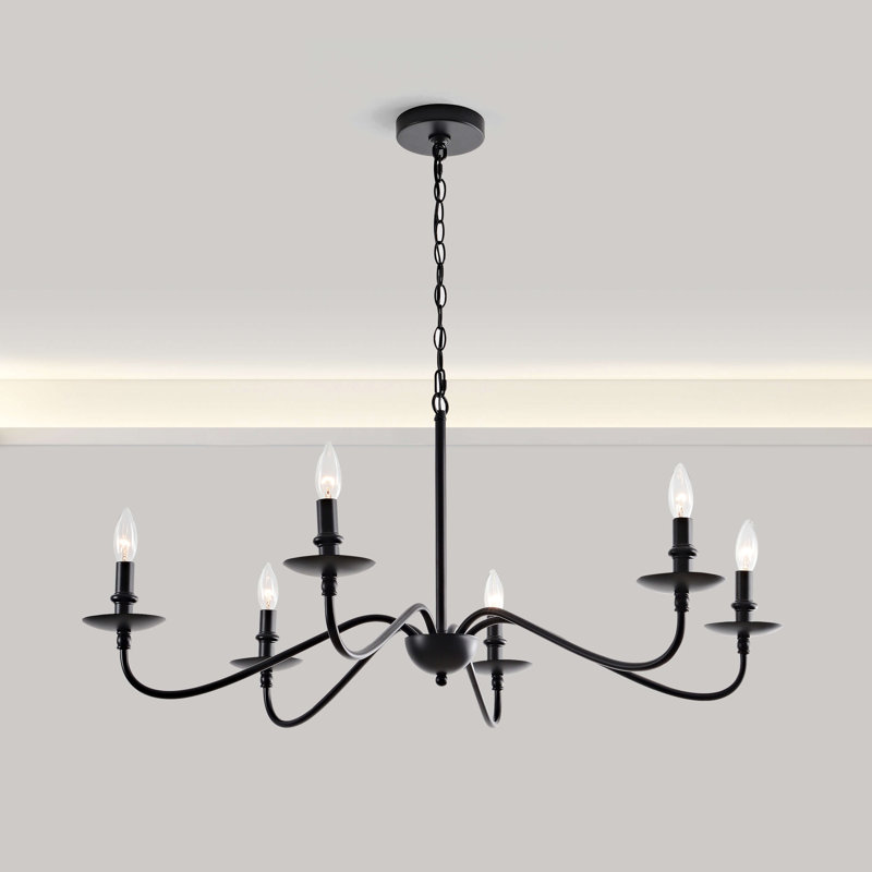 Lustre en métal noir 6 lumières Ellen