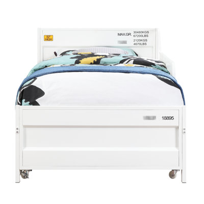White Finish Daybed With Trundle (twin) - Metal Frame, Roll-out Caster Wheels Included Twin In Construction, Recessed Panels, 7-inch Mattress Suggested,