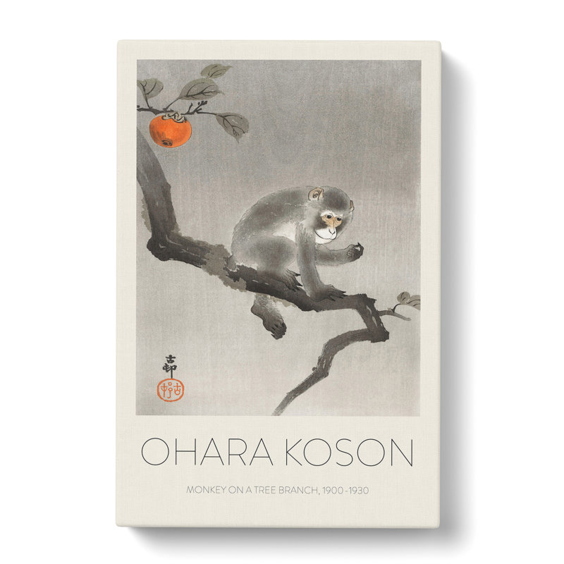Monkey Upon an Orange Tree by Ohara Koson - Wrapped Canvas, 76cm H x 50cm W x 3cm D