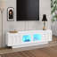 Meuble télé avec portes cannelées en verre trempé pour téléviseur de 95 po ou moins, console média fonctionnelle avec portes d'armoire arquées, centre de divertissement avec lumière DEL contrôlée par l'application-112670627
