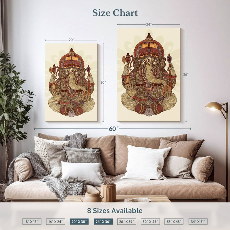 Ganesha à motif Adella, H 36 po x l 24 po