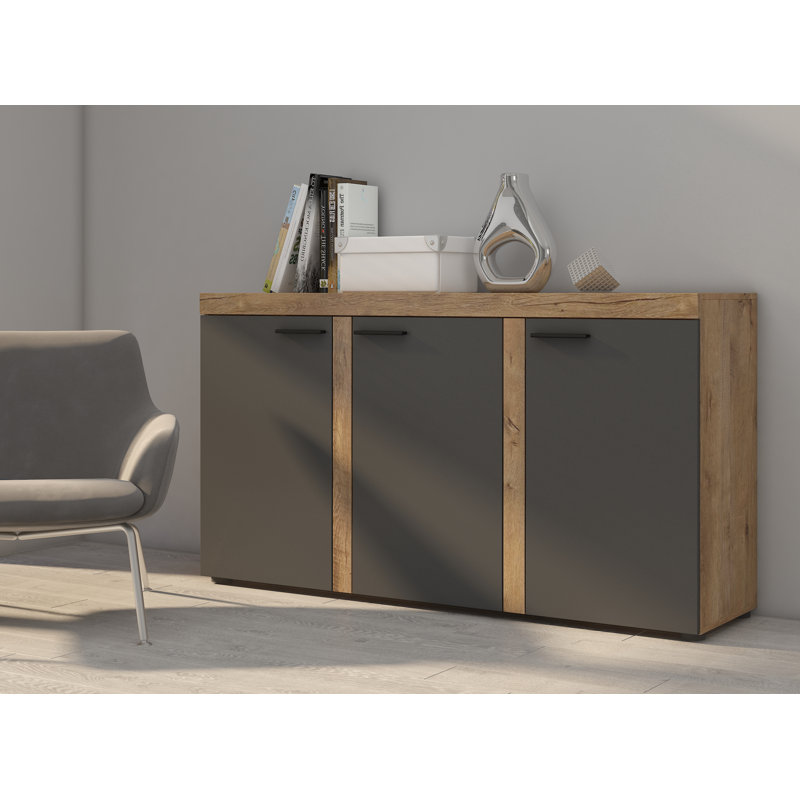 Nikolov 149cm W Chest of Drawers, Lefkas Oak/Graphite