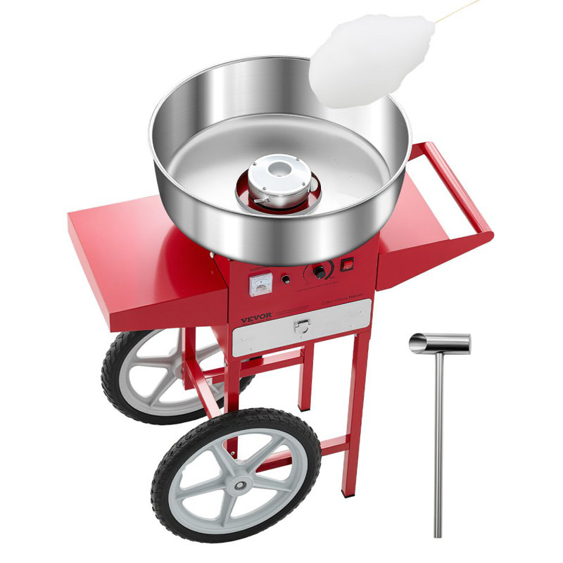 Machine à barbe à papa commerciale avec machine à sucre 1000W, Rouge