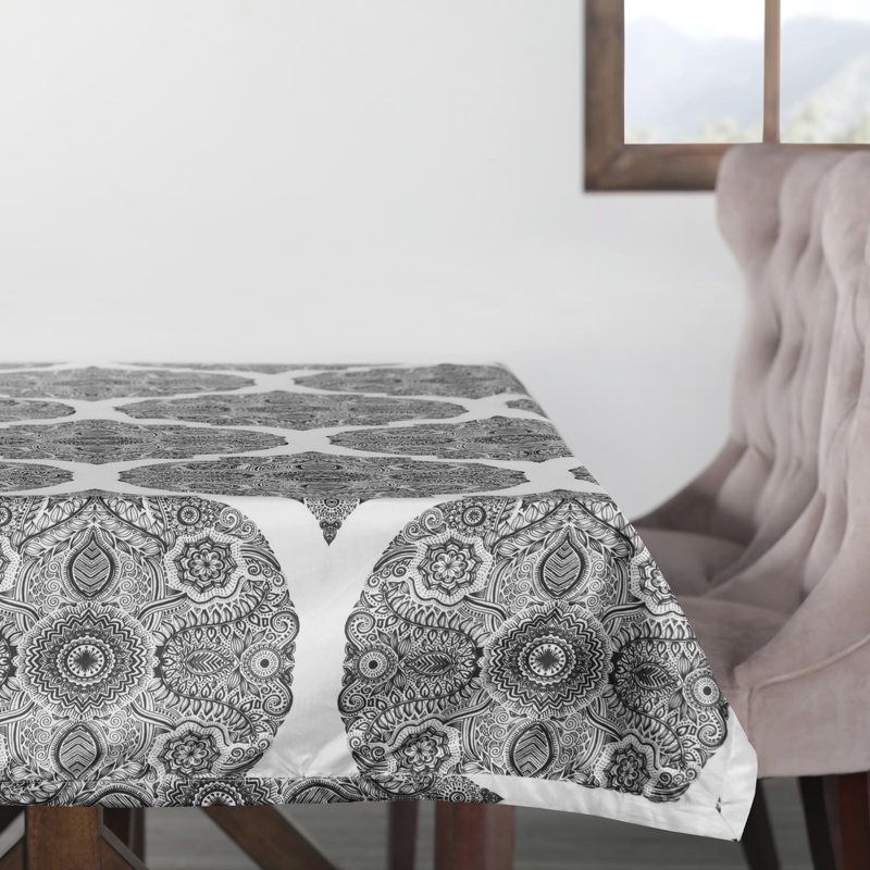 Heiden Floral Tablecloth, 54"W x 120"L, Gray