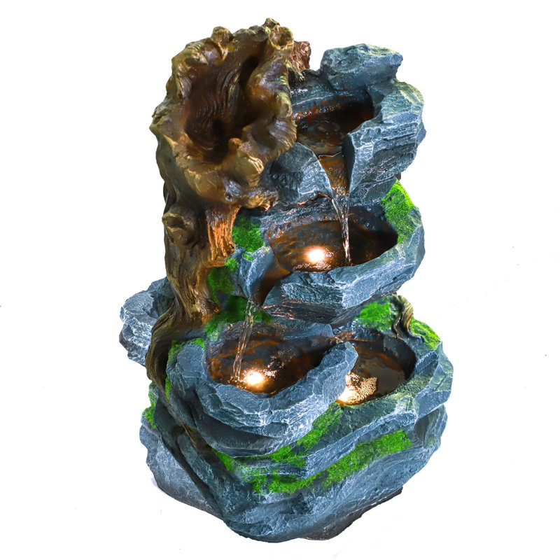 Weather Resistant Sculptural Fountain with Lights