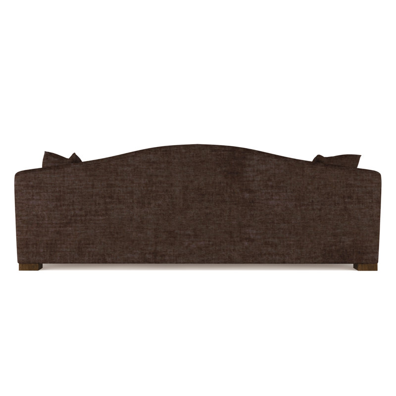 Horatio Camelback Taper Curved-Arm Sofa, 33" H x 108" W x 40" D, Crushed Velvet Chocolate, Dark Brown