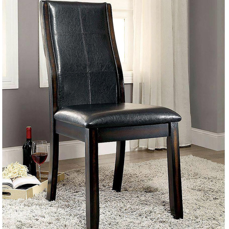 Chaises de salle à manger de style transitionnel pour 2 personnes, couleur cerise brune, assise, dossier courbé, structure en bois massif 2 - cerisier, bois, distinctif