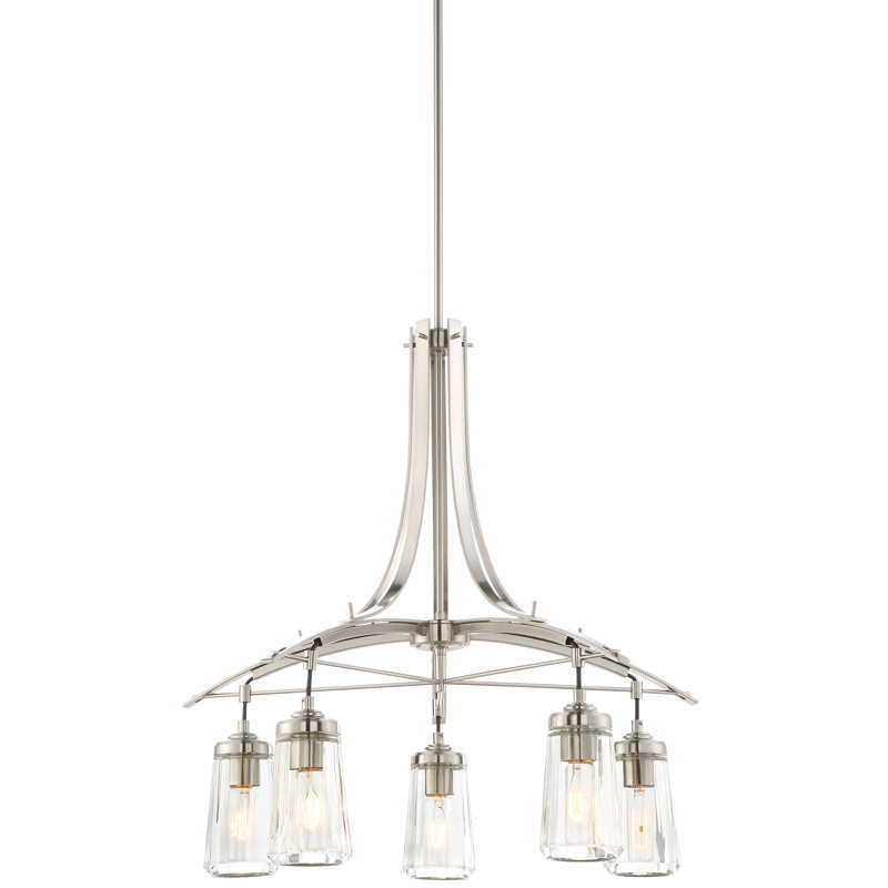 Brushed Nickel 5-Light Chandelier with Clear Glass Shades