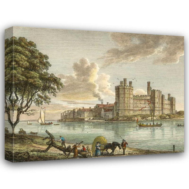 «Red Barrel Studio®» par Sandby, P., reproduction d'art sur toile, château de Caernarvon, H 36 po x l 44 po