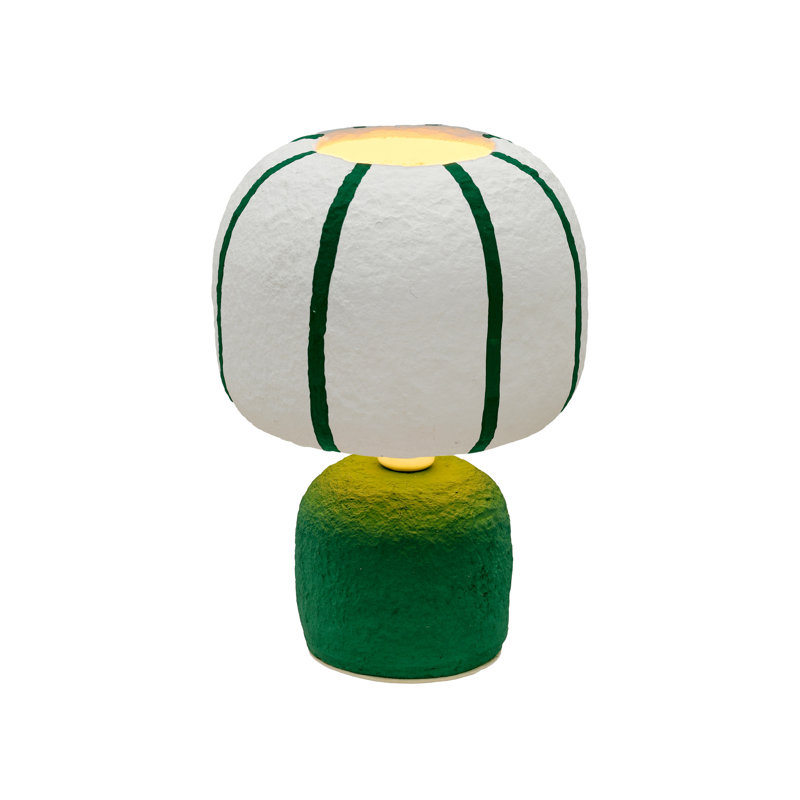 Lampe de table en coton Margate, Vert, Vert/blanc