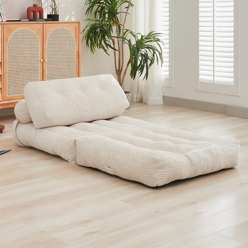  Canapé-lit pliant, canapé-lit convertible avec coussin et support pour le dos, fauteuil-lit pliant portatif, canapé-lit confortable au sol, canapé paresseux pour dortoir / salon / bureau / appartement, simple
