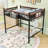 Metal Loft Bed with Bookshelf and Guardrails-1676270421