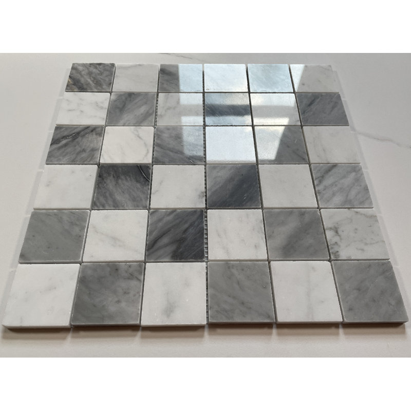Carrara 11" x 11" Mosaic Pattern Wall Floor Use Tile, White/Gray