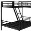 Lit mezzanine noir avec bureau et lit superposé simple au-dessus d'un lit double, bureau en métal robuste, pour une chambre à coucher d'une qualité attrayante
