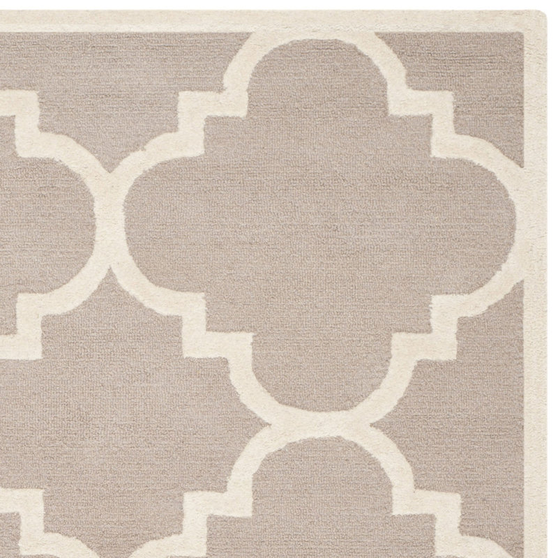 Cannen Hand Tufted Wool Geometric Rug, Square 4'