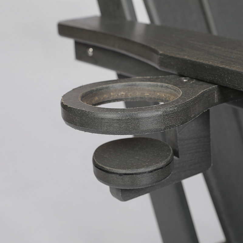Chaise Adirondack pliante en PEHD avec porte-gobelet double, Gris