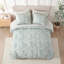 Ensemble de couette rayée 7 pièces en microfibre verte toutes saisons, format Queen-135106068-135106064