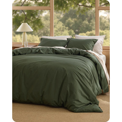 Bedsure Cotton Duvet Cover King - Luxury Slub Weave 100% Cotton Duvet Cover Set with a Linen Like Textured, Easy Change Durable Bedding Set 3 Pieces, Olive Green, 104" x 90"