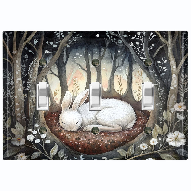 Couvercle de plaque d'interrupteur en métal; Bascule à 3 bandes US Standard - Lapin endormi, Triple # 3