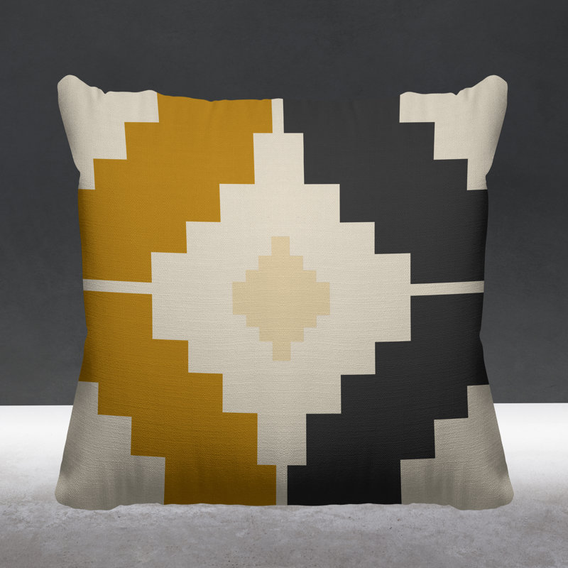 Coussin intérieur / extérieur Kele Southwestern, Jaune, L 15 po x H 15 po