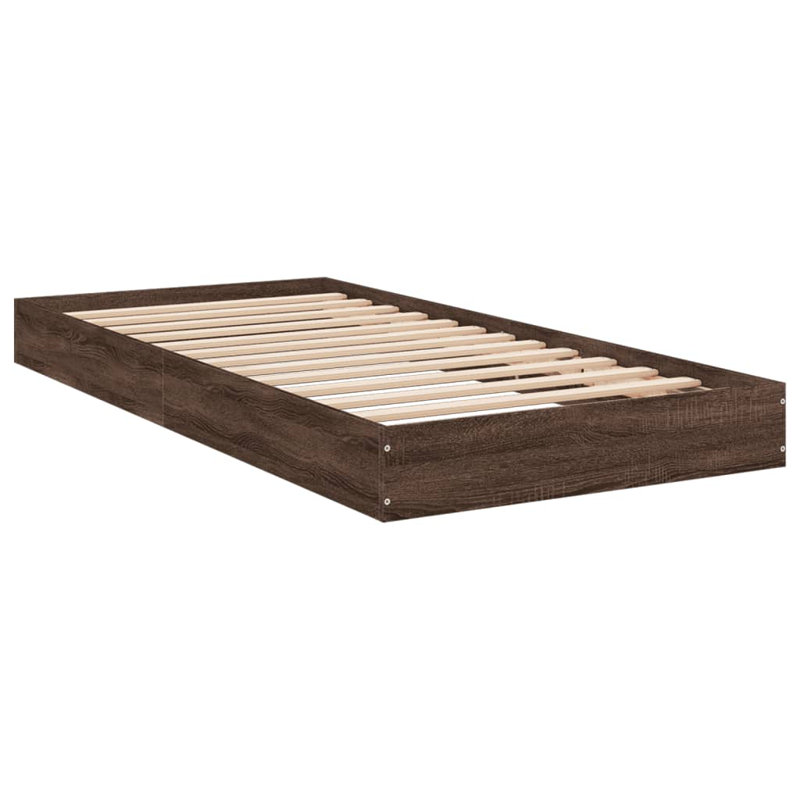 Vidaxl Bed Frame Small Single, Brown Oak