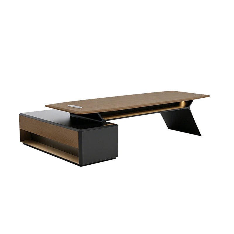 Bureau de direction moderne en L brun, H 29,53 po x l 86,61 po x P 70,87 po