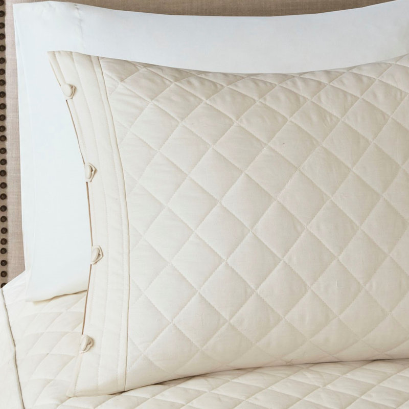 Ensemble de couvre-lit 4 pièces en coton, très grand, kaki avec motif réversible et intérieur 4 pour taies décoratives de 24 pouces