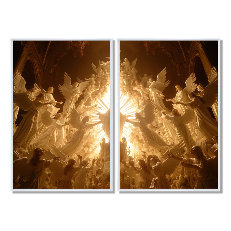 «Yellow Anges I», art mural moderne, 2 pièces jaune et blanc, H 36 po x l 48 po, Reproduction encadrée sans passe-partout