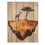 Girafe silencieuse dans un paysage africain I - Décoration murale en bois de girafe sur bois de pin naturel-1686285236