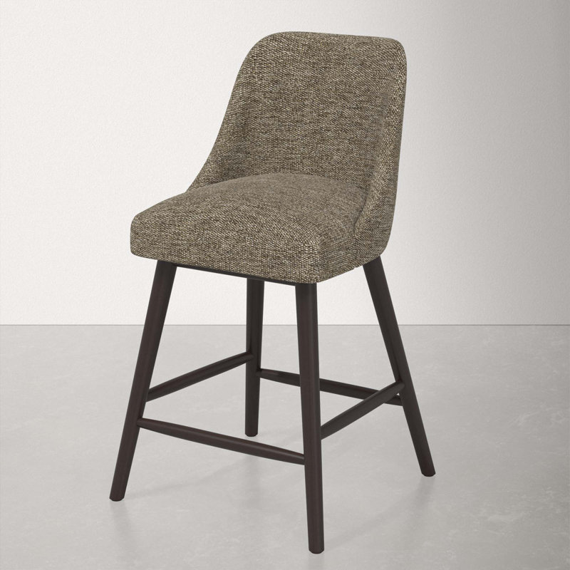 Tabouret Gallie, Espresso, Tabouret de comptoir (siège d'une hauteur de 27 p, Sustain® Milsap en tweed granit