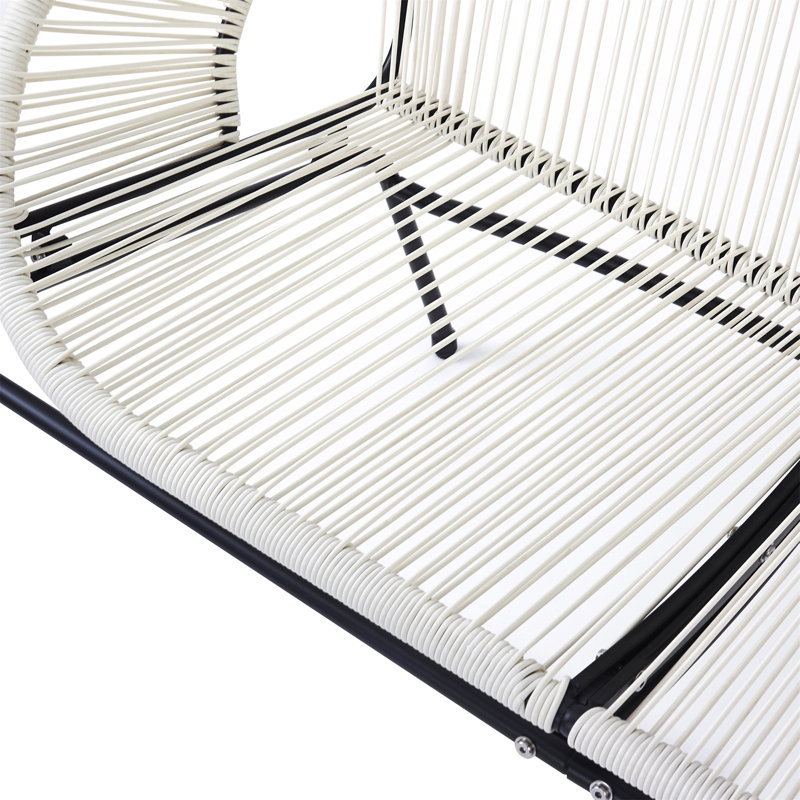 CONDESSA OUTDOOR PATIO WICKER LOVESEAT, Black/Ivory White