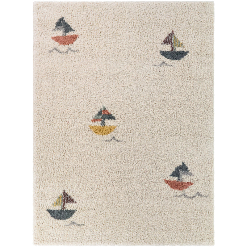 Waverly Cream Kids Sailboat Area Rug, 3'11" x 5'7"